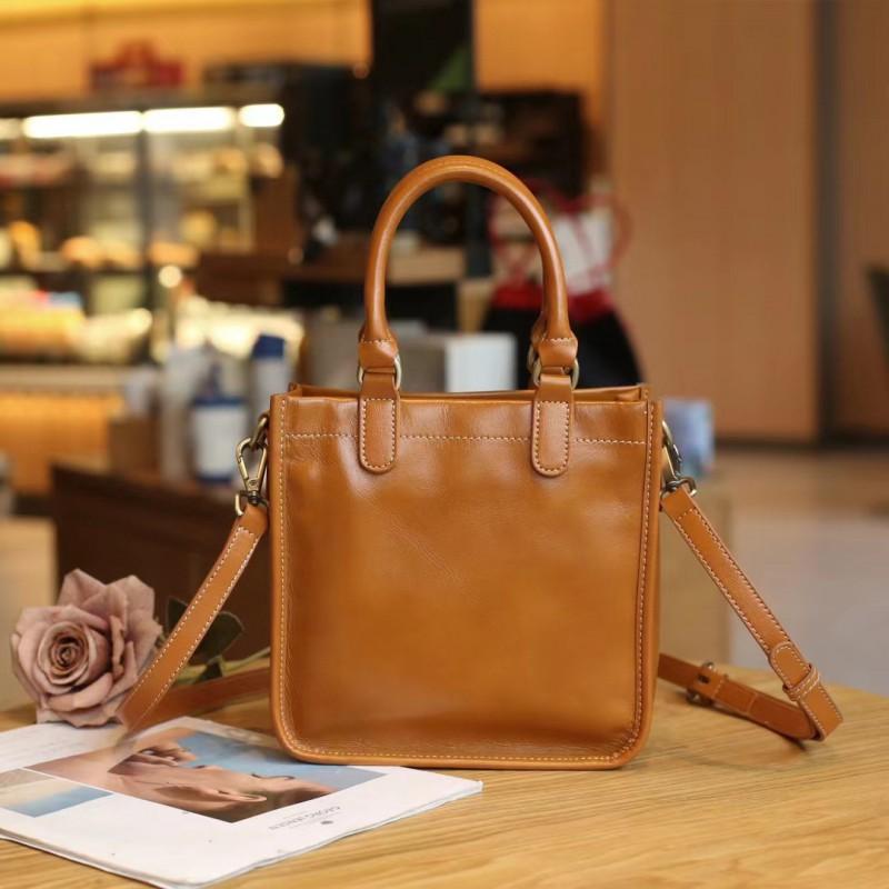 Fashionable Tote Bag Women s Top Layer Vegetable Tanned Leather Casual Handbag 6661
