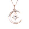 LUHE Star Moon Necklace Womens Silver Highest Quality Zirconia Crescent Metal Allergy Friendly Cute Birthday Gift Women Accessories