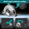 4 Zoll Akku-Bürstenloser Kreissäge Lithium-Ionen Handgehaltenes Schneidwerkzeug 0-45° 6300 U/min Mini-Elektro-Kreissäge für DAYI