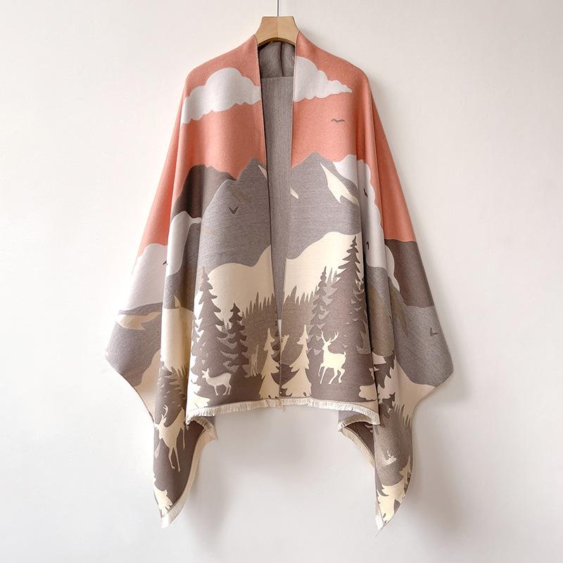 Imitation Cashmere Scarf Women'S Fashion Versatile Thickened Warm Long Scarf Shawl Fringed Decorative Scarf