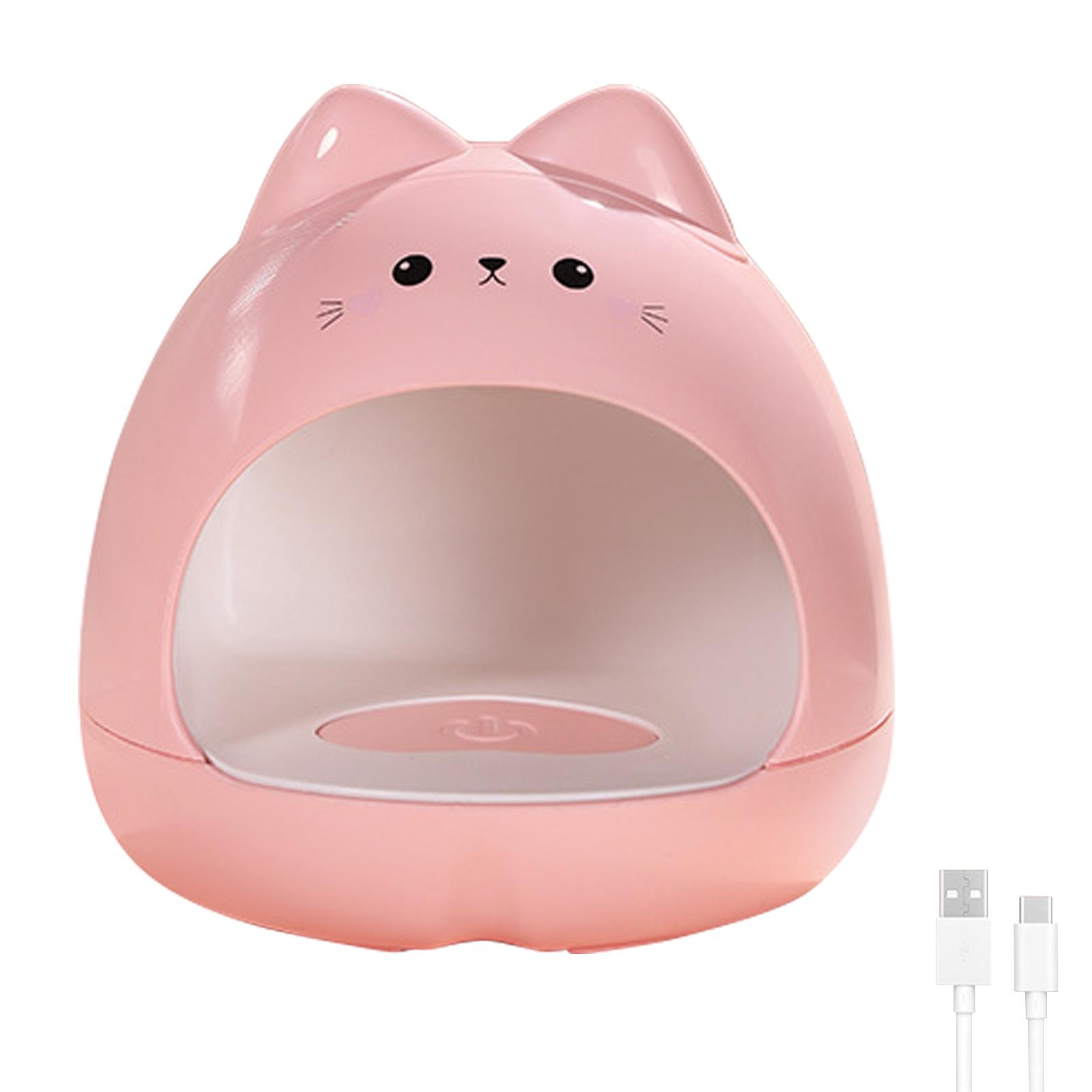 

Симпатичная мини-светодиодная УФ-лампа в форме кошки для быстрой сушки, портативная лампа для ногтей, 8 шт., светящиеся шарики, быстросохнущий лак для ногтей розовый