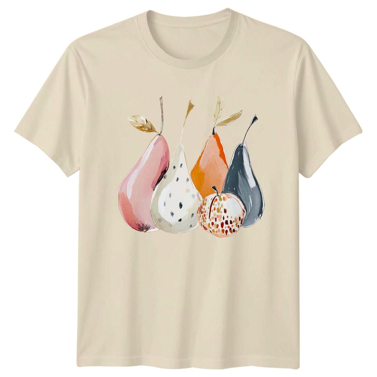 Abstract Watercolor Pears Fruit Illustration T-Shirt Boho Fruit Gift XL