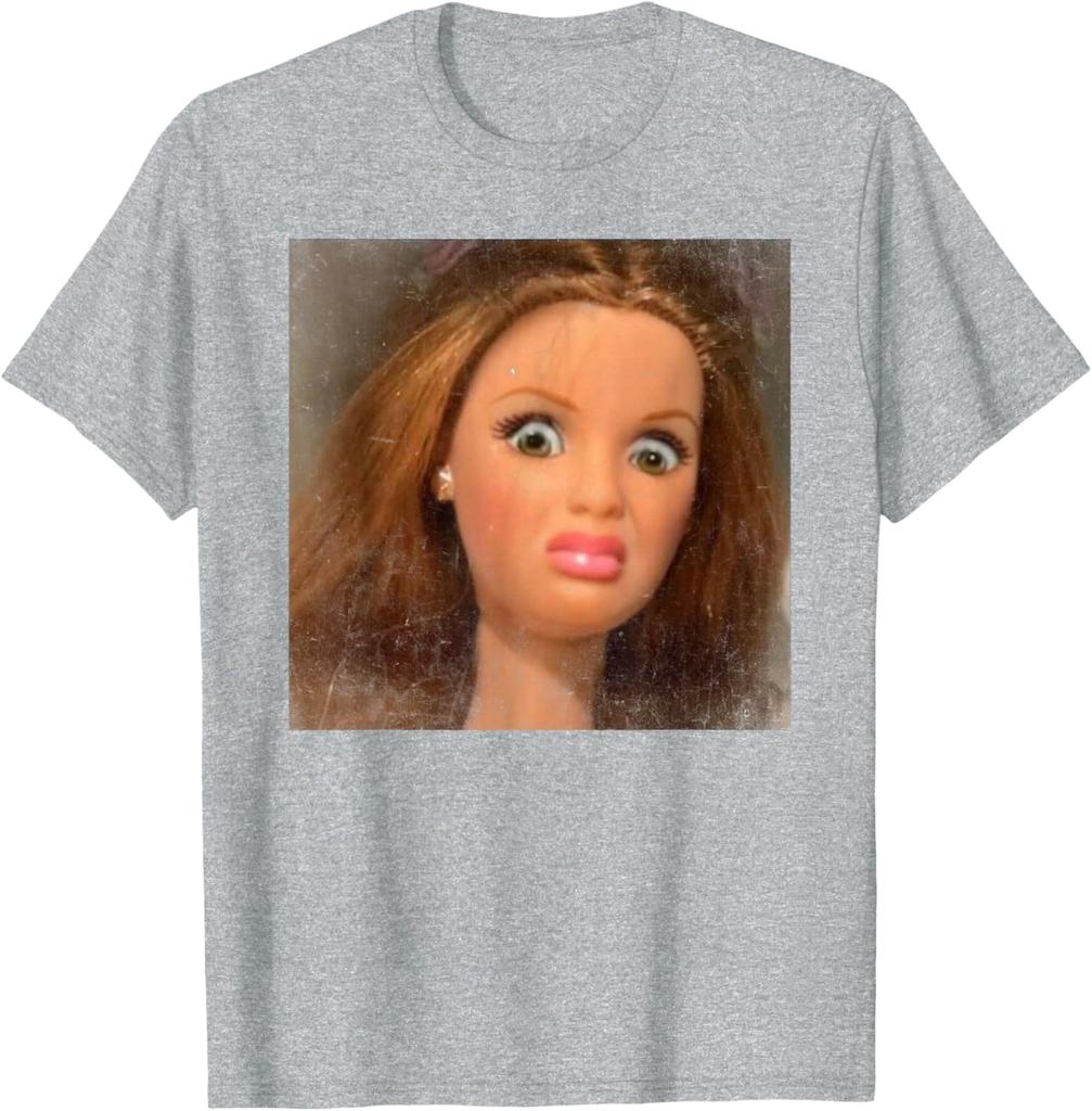 Funny Disgusting Doll Face Meme Tshirt Unisex and Women Summer Cotton Clothing Fashion Round Neck Short Sleeved Tee Streetwear