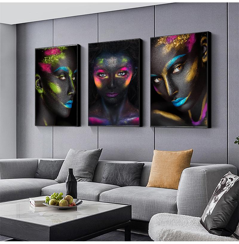 African Art Woman Canvas Painting Wall HD Picture Beauty Girl Scandinavian Posters and Prints for Living Room Home Decor Cuadros