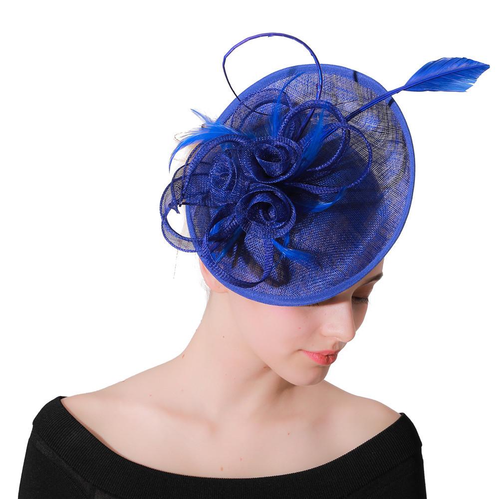 Popular Royal Blue Hemp Top Hat Bridal Photo Wedding Photography Headgear синий