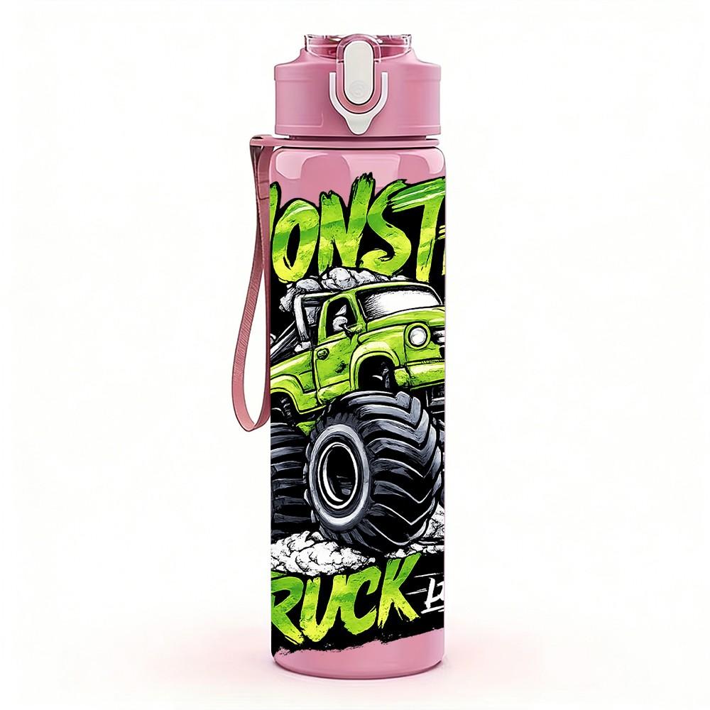 1 ks Monster Truck Terénní vozidlo Umění 750 ml Barevná plastová sportovní láhev na vodu Neprosakující víčko s flip-top brčkem Vhodné pro sport, kancelář, domácí použití