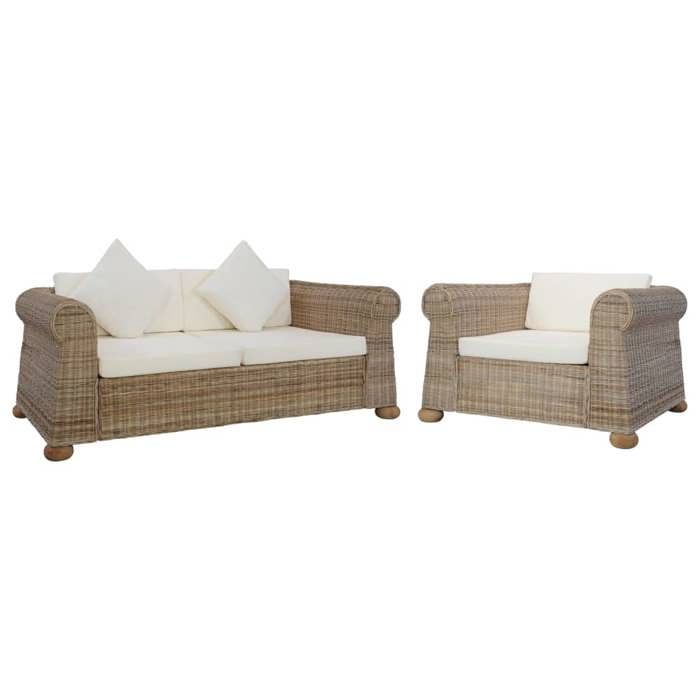 VidaXL 2-Piece Sofa Set with Cushions Living Room Sofa Set Lounge Office Bedroom Home Interior Rattan 278601