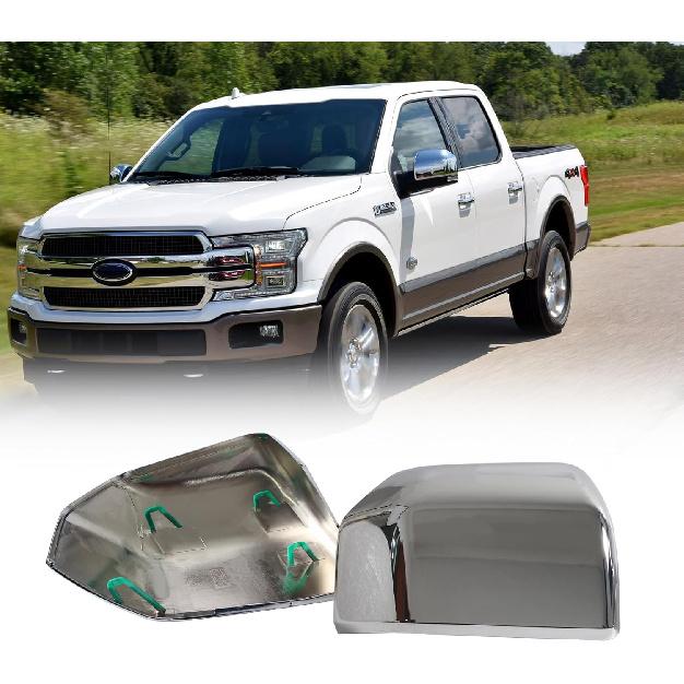 AUCERAMIC Chrome Plated Full Mirror Covers Compatible with 2015- Ford F150 Pickup 2-Door 4-Door Side View Mirror Back Cover Cap