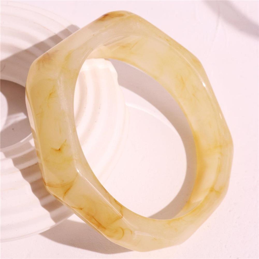 Geometric Resin Bangles Square Triangle Retro Hand Ring Unique Chunky Bracelets Women