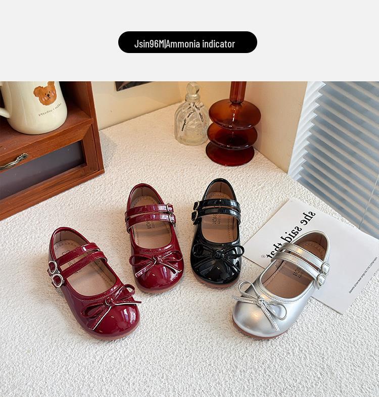 Girls' Silver Mary Jane Leather Shoes - Sweet Flat Soft Sole Children's Style