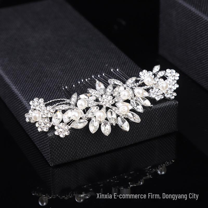 Ancient Style Pearl Rhinestone Hairpin Comb серебряный