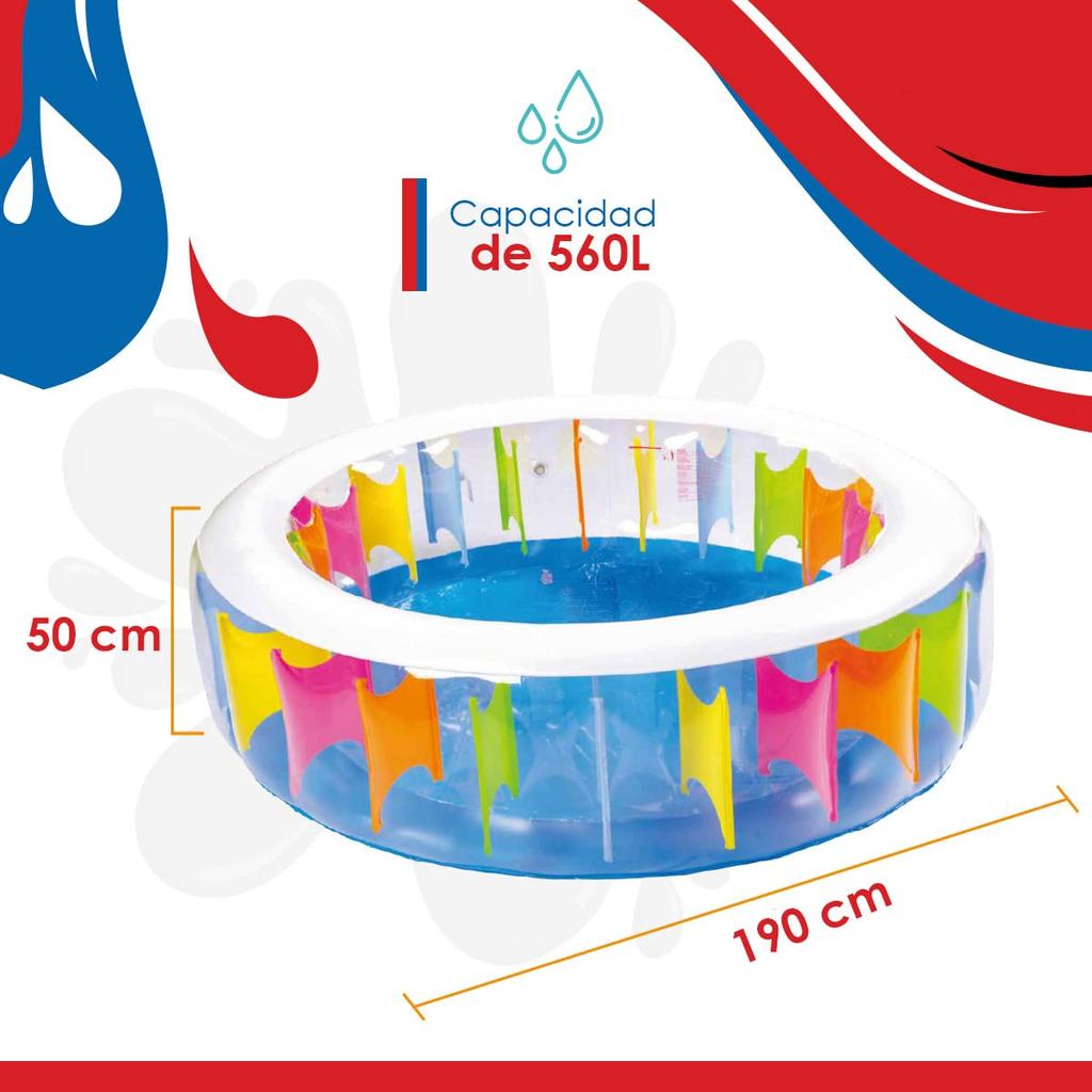 JILONG Riesen-Regenbogen-Pool, 190 x 47cm (aufgeblasene Größe), Blau, 10628