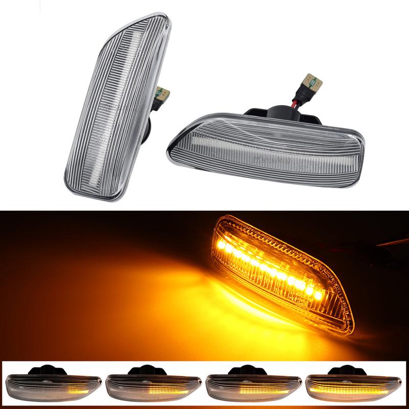 2 Pieces New Dynamic Amber LED Flowing Front Side Marker Turn Signal Light 30722641 30722642 For Volvo S60 S80 V70 XC70 XC90