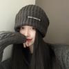 Big head circumference wool hat for women, small face in autumn and winter, warm ear protection, knitted cold hat, loose pile hat for men
