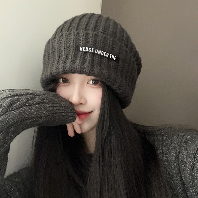 Big Head Circumference Wool Hat for Women, Small Face In Autumn and Winter, Warm Ear Protection, Knitted Cold Hat, Loose Pile Hat for Men