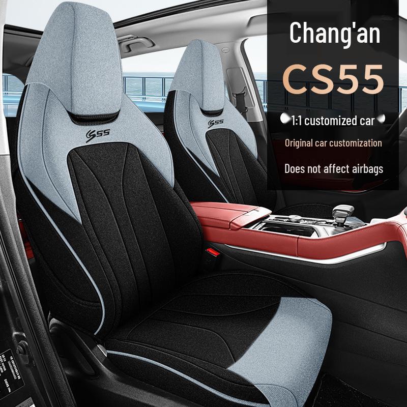 Breathable Fabric Car Seat Covers for Changan CS55/CS55PLUS, Fully Wrapped in Cotton and Linen.