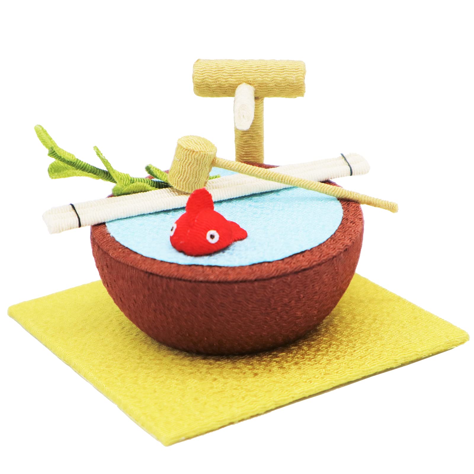 

Maruzen Seasonal Ornament, Summer Water Bowl with Goldfish, Yellow, Approx. 9 x 9 x 6.5cm
