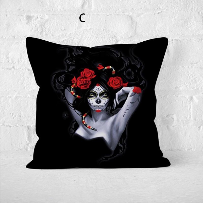 

Cushion Halloween Pillowcase Case Vintage Horror Print Square Cushion Covers C,45*45cm