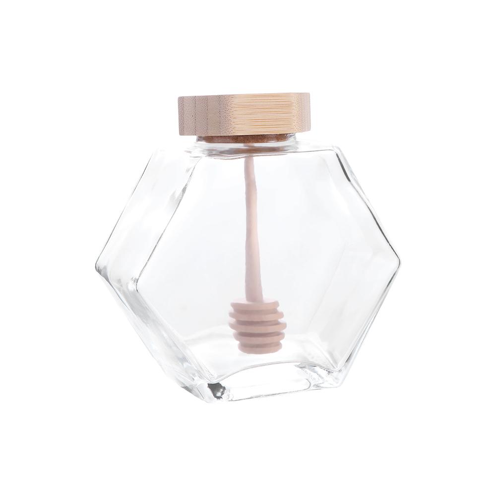 Home Kitchen Glass Transparent Cork Lid Storage Container Dispenser Honey Jar Honey Pot