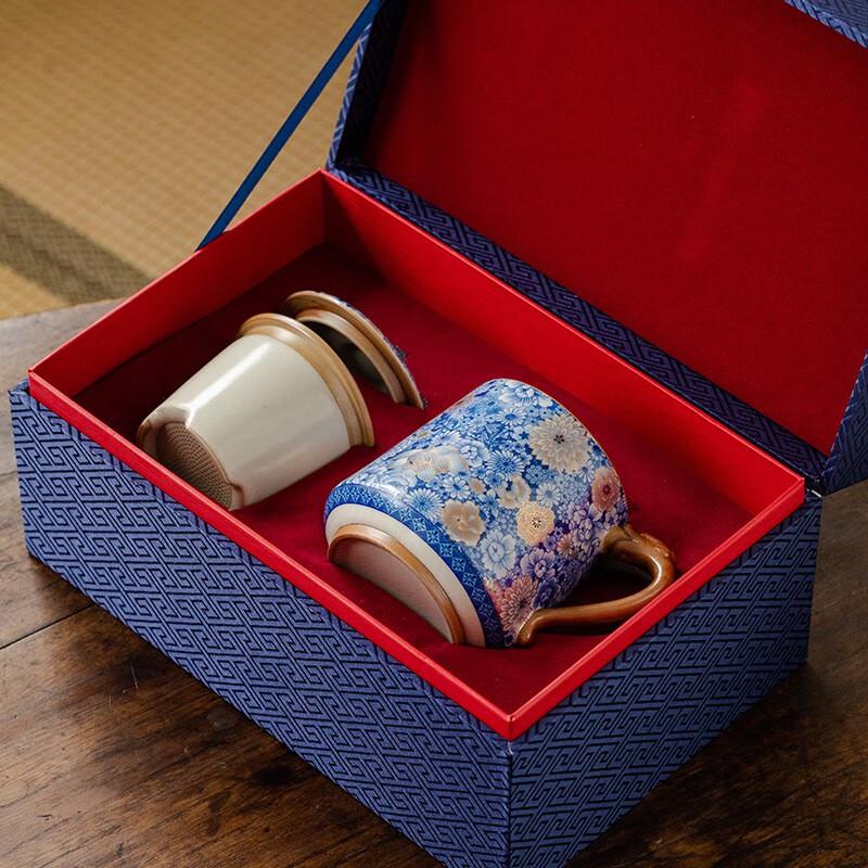 Floral Ceramic Tea Mug with Infuser & Lid