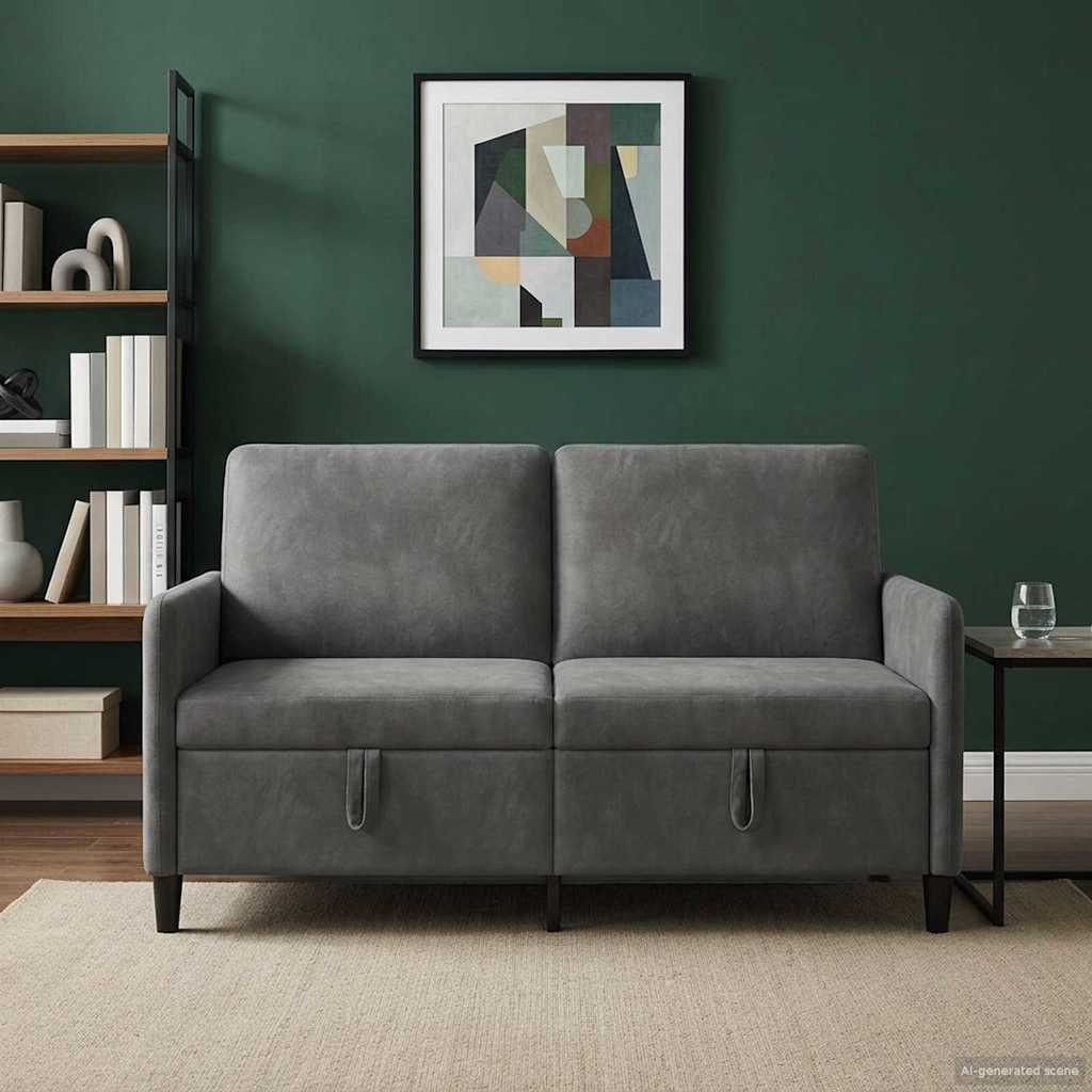 Storage Sofa in Dark Grey 152 x 78 x 87 cm Polyester