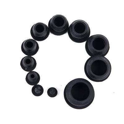 10 Stück 2,5-14 mm Schwarze Silikon-Gummi-Schnapplochstopfen Blindstopfen Endkappen Dichtung Stopper Zubehör Werkzeug