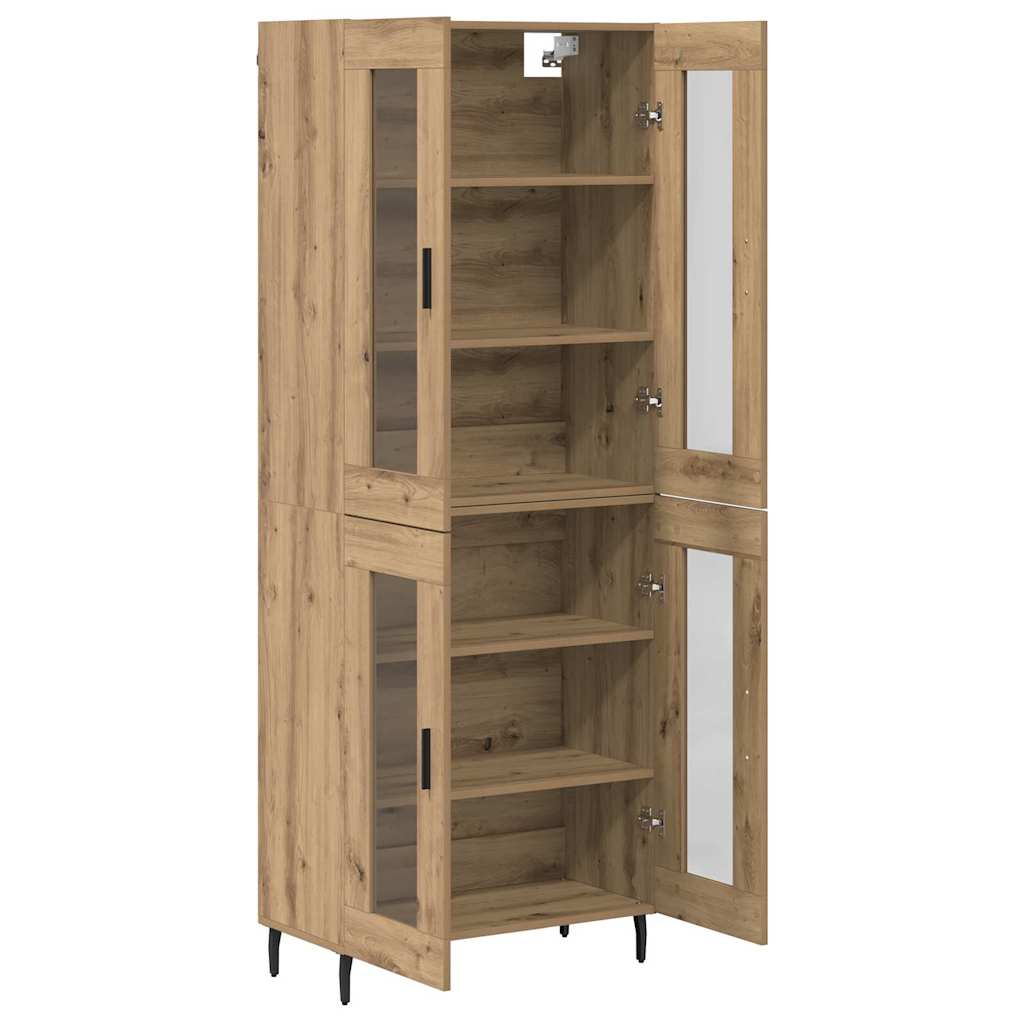 Highboard 2 pcs Artisan Oak Engineered Wood and Glass