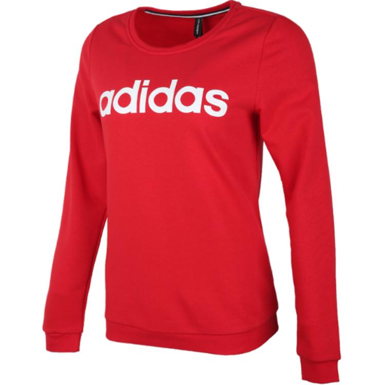 Adidas Neo Letter Logo Printed Crew Neck Pullover Long Sleeve American Sweatshirt Women sweatshirt Red DZ7678