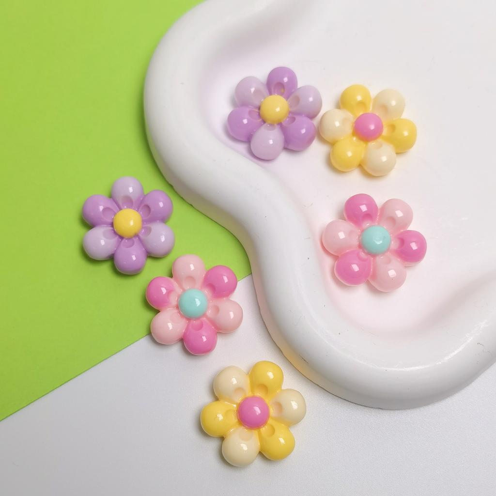 100Pcs Colorful Flowers Resin Flatback Slime Charms Cabochons Embellishments for Hairclips Phone Case Shoes Scrapbooking Decor