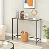 Console Table, Tempered Glass Table, Modern Sofa or Hall Table, Metal Frame, Adjustable Legs, For Living Room,
