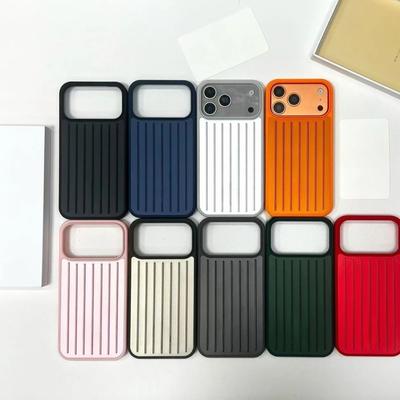 INS Unique Creativity for RIMOWA Business Luggage Case for IPhone 17 Pro Max 16 15 14 13 3D Corrugated Stripe Stylish Aluminum Alloy Anti-drop Cover