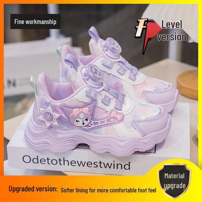 Kuromi Girls' Rotating Buckle Sport Shoes - Breathable & Stylish Soft Sole for Spring & Autumn 2025