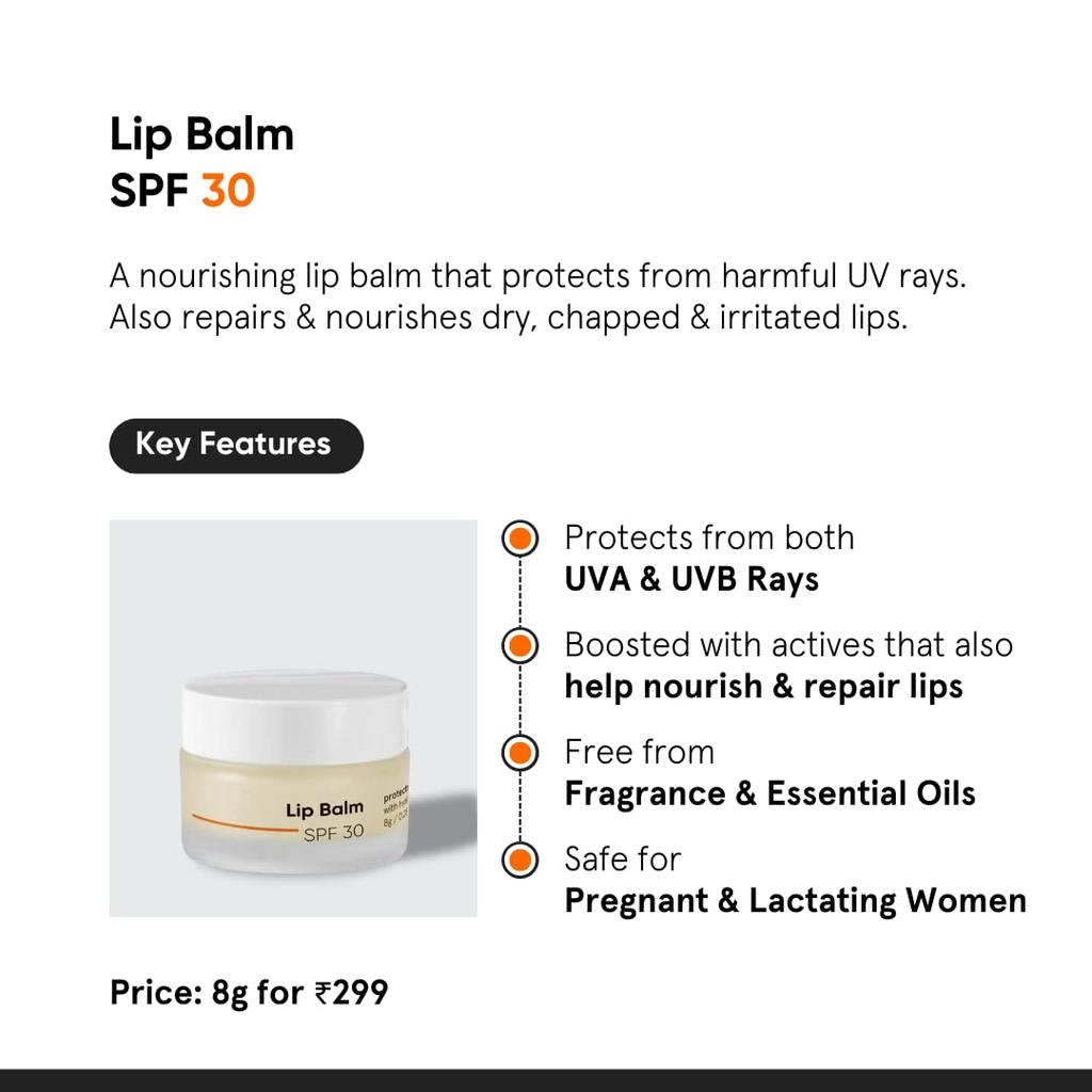 Minimalist SPF 30 Lip Balm With Ceramides & Hyaluronic Acid For Nourished Lips 8 Gm