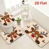 Beige Christmas Reindeer Toilet Mat U Shaped Floor Mat for Bathroom Cute Holly Soft Washable Cozy Non Slip Home Decor