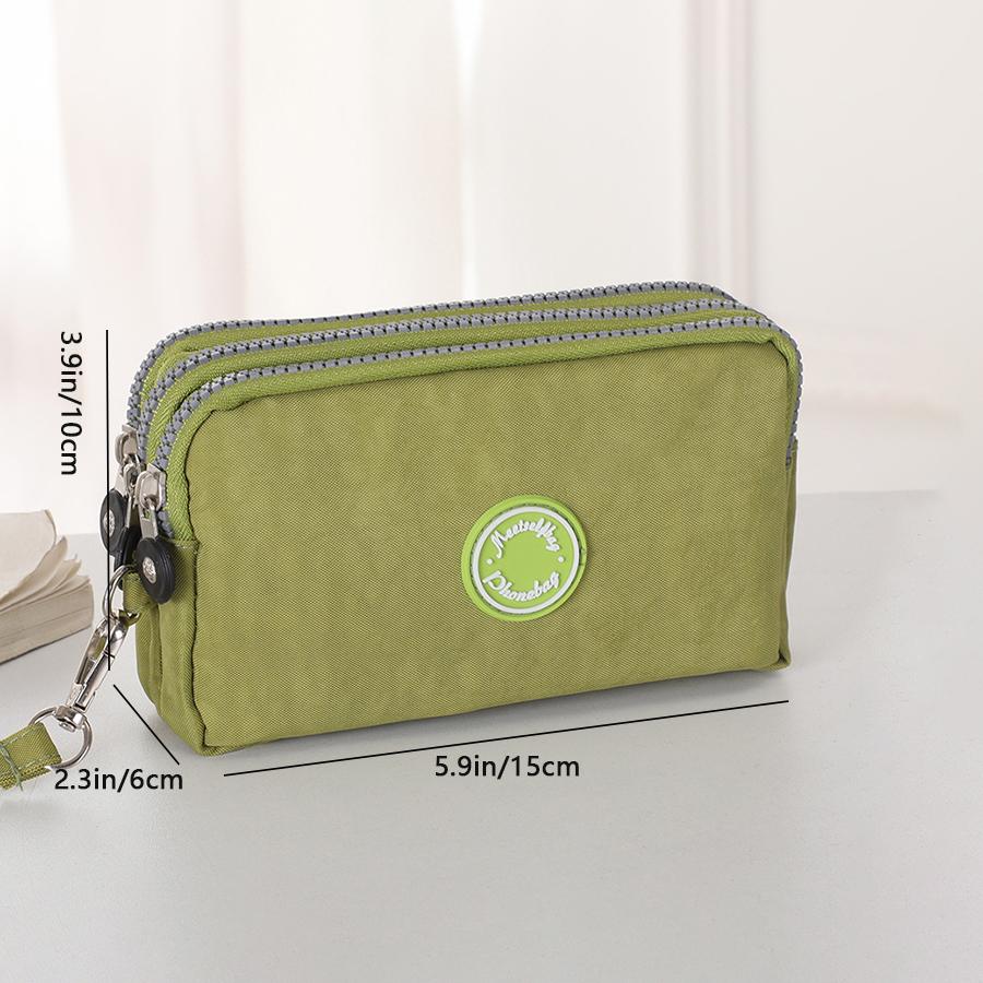 Portable Handheld Cell Phone Wallet, Triple Zipper Ladies Clutch Bag, Large Capacity Handheld Coin Purse