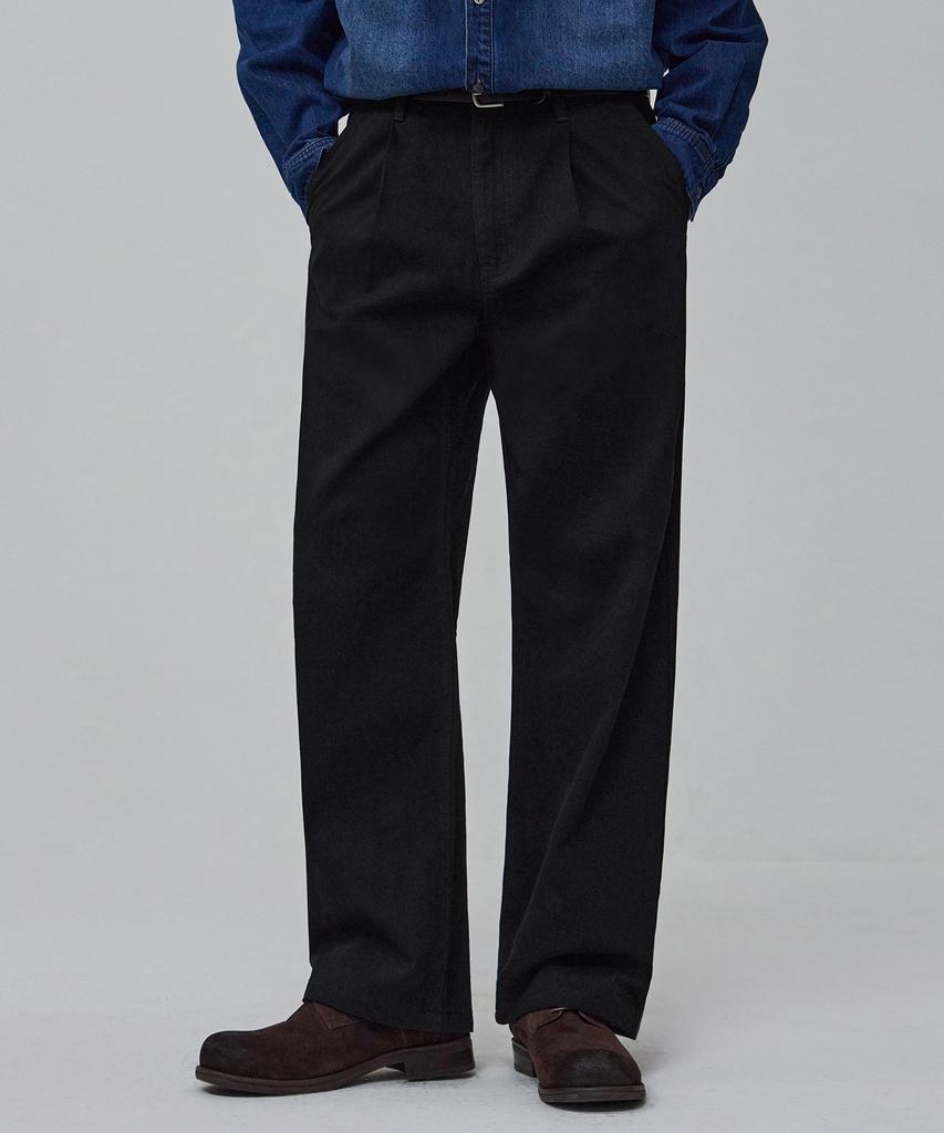 Awodeijeu Washed Semi-Wide Cotton Chino Pants [Black]