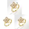 Geometric Flower Zircon Adjustable Ring For Women With Electroplated Copper Hand Jewelry