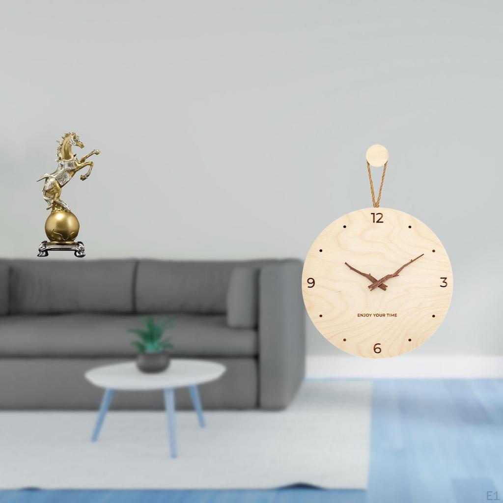 Modern Resin Horse Figurine And Nordic Wood Wall Clock Ornament for Living Room Bedroom Office Shelf