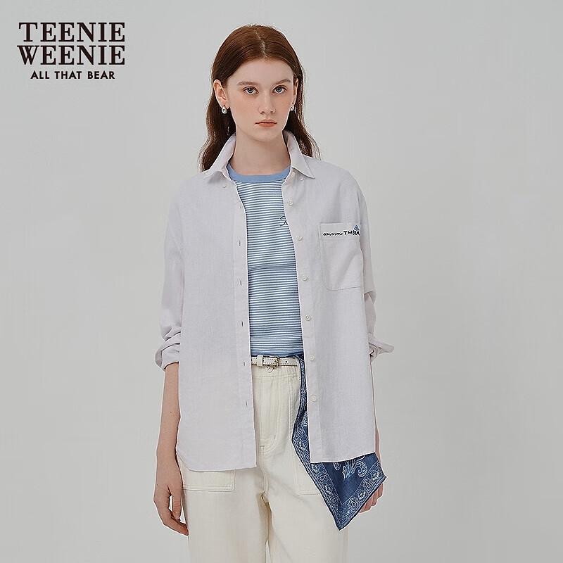 Teenie Weenie Women s Linen Blend Button-Up Shirt S