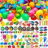 JOYFY 48 Stück Ostereier mit Spielzeug darin Vorgefüllte Ostereier mit beliebten gemischten Spielzeugen für Jungen Mädchen Osterkorb-Füller Füllung