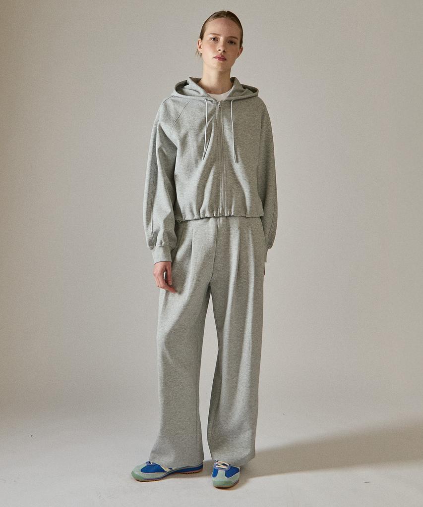 BASIC HOUSE Women'S Double-Sided Two-Pleated Wide Sweatpants Melange Grey Lzpt0211