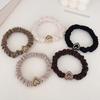 5Pcs Hair Ties Heart Decor Pleated Fabric High Elasticity Hair Ropes Lightweight Ponytail Holder Hair Accessories