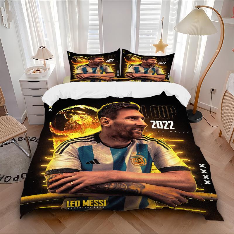 Football fansArgentina 2022 World Cup Bedding Set Comforter Cover Gift for Bedroom,Includes 1 Cover and 2 Pillowcases, No InsertB236