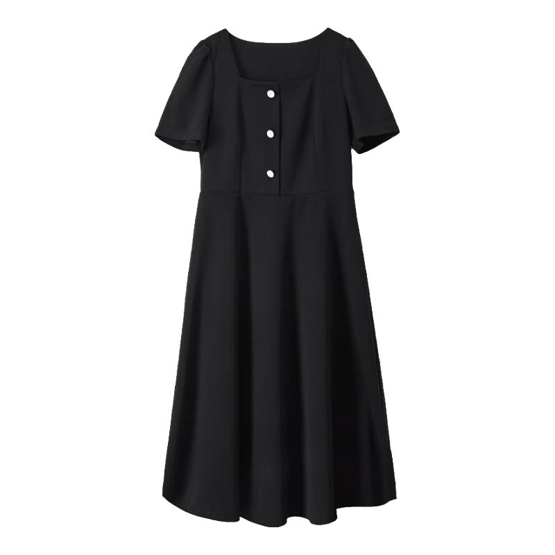 Women s Retro Hepburn Style Short-Sleeve A-Line Midi Dress L