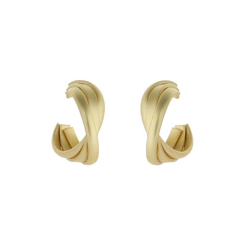925 Sterling Silver Geometric Matte Gold C-Shaped Hoop Earrings - Simple, Sexy, Eye-Catching Design