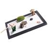 Zenes Garden Set for Desk with Rakes,Sand,Round Base,Miniature Pagoda Figure,Small Bridge Japanese Zenes Sand Garden