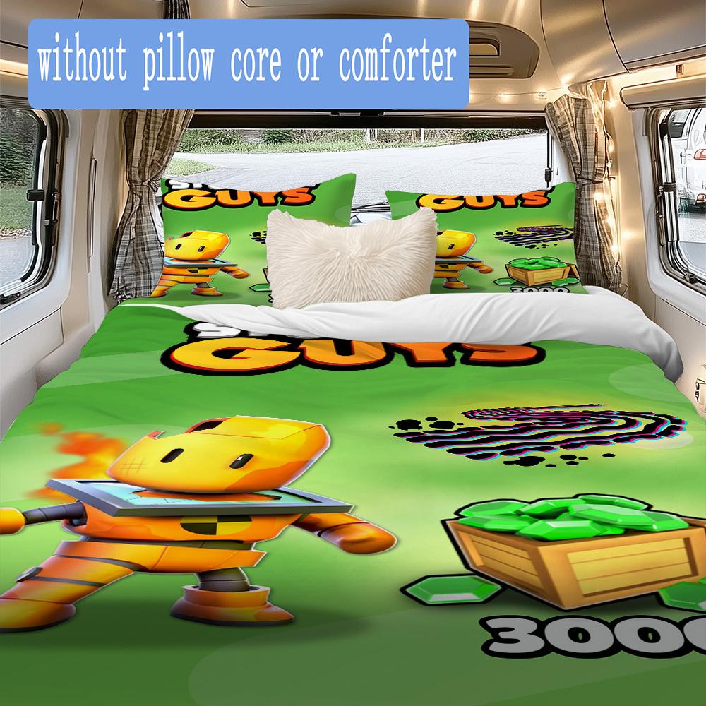 Stumble Guys Cute Zombie Pattern Bedding,Quilt Set Quilt Cover Pillowcase Home Birthday Gift (1*duvet cover+2*pillowcase,without core)ZSJT0917160