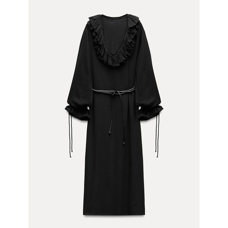 Za2025 Spring New Women's Clothing Fashion Elegant Slim Looking Laminated Decoration Long Sleeves Midi Skirt Dress 2678247