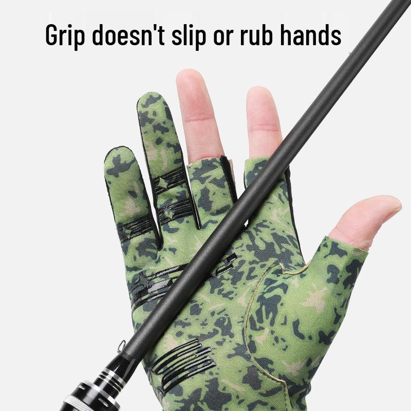 Spring & Summer Breathable Sun Protection Fishing Gloves - Anti-slip, Three-Fingerless, Thin Ice Silk, Wear-resistant Outdoor Angling Gloves