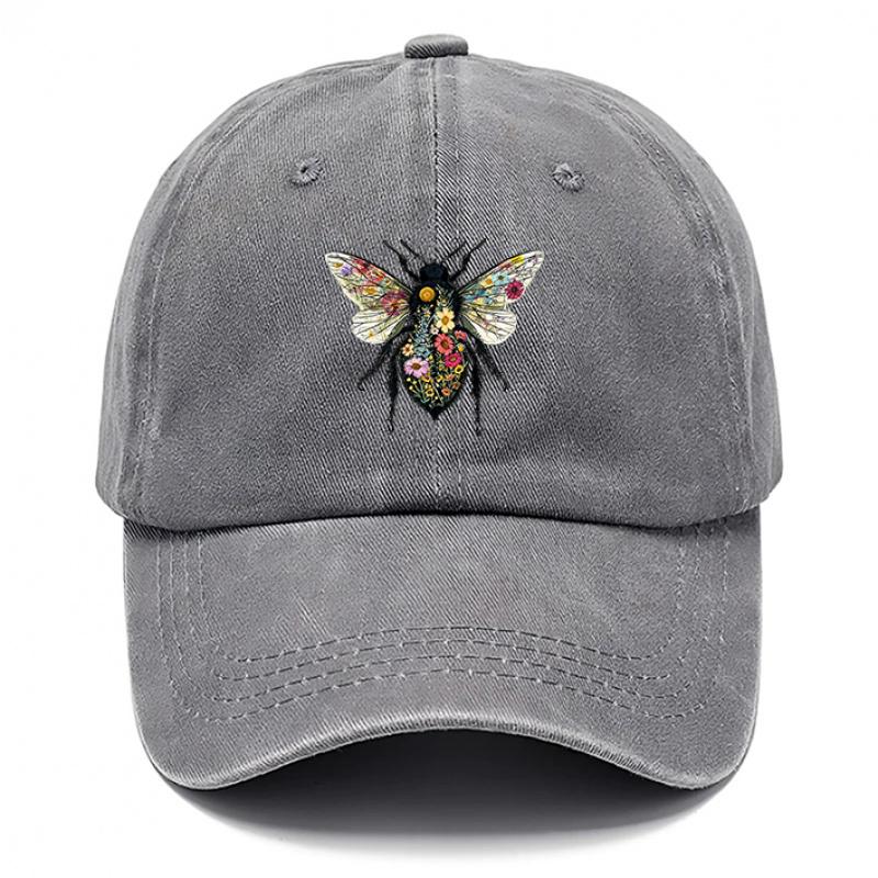 Pc Flower Bee Printed Washed Hat Hats for Men Design Style Hat for Women Breathable Baseball Caps Outdoor Casual Hat Adjus